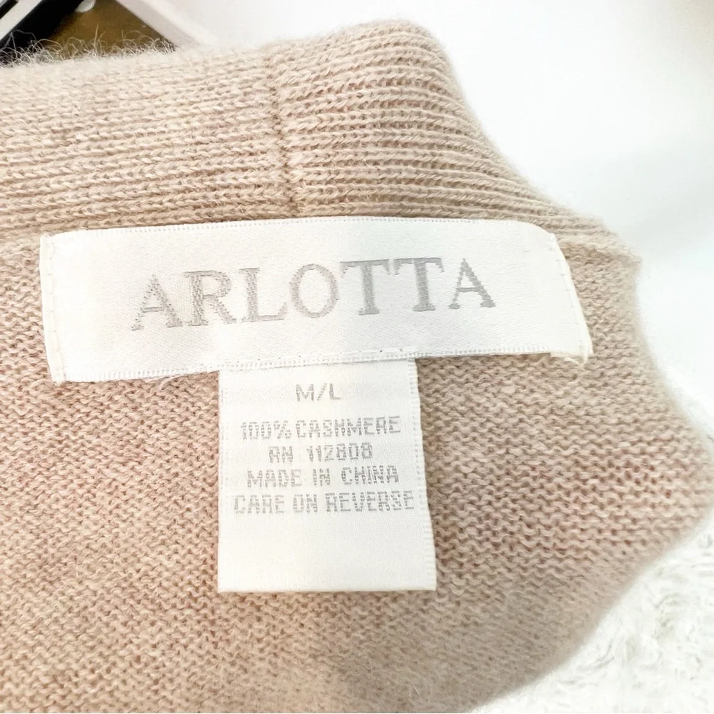 ARLOTTA CASHMERE TAN TAUPE OPEN FRONT CARDIGAN SWEATER ROBE BELT MEDIUM/LARGE - Picture 3 of 3